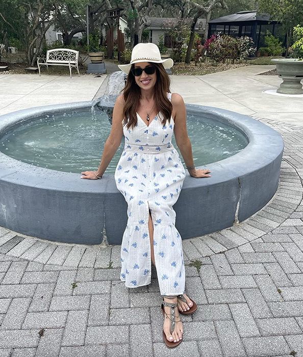 reviewer wearing the dress