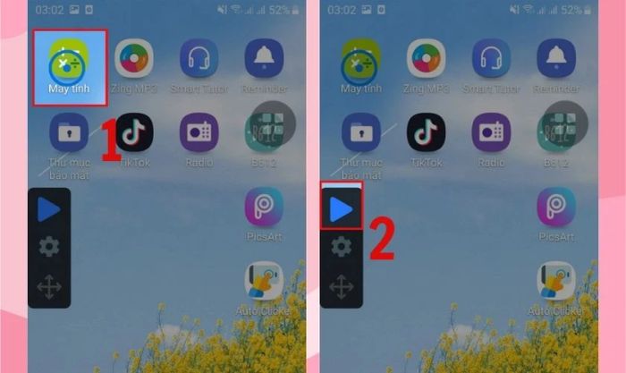 Nhấn nút Play để khởi động Click tự động trên Android