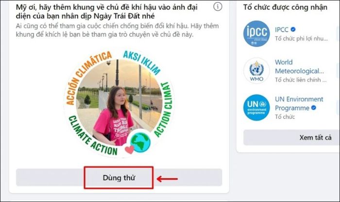 Nhấn vào nút Dùng thử