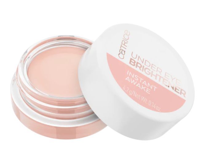 An open jar of Catrice under-eye brightener, showcasing the product perfect for instant skin improvement