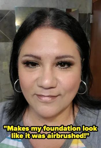 A reviewer's smooth-looking foundation and a quote.