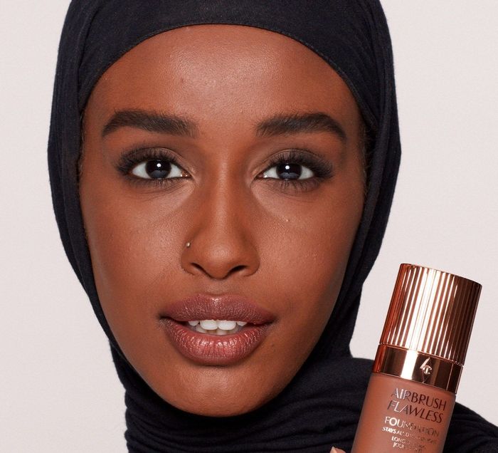 a model showcasing the foundation for a flawless look