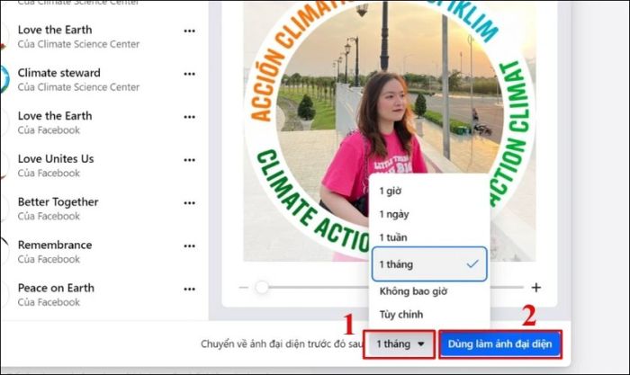 Nhấn vào nút Dùng làm ảnh đại diện để hoàn tất
