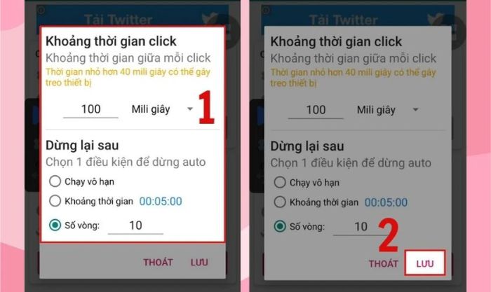 Thiết lập điều kiện dừng cho click tự động
