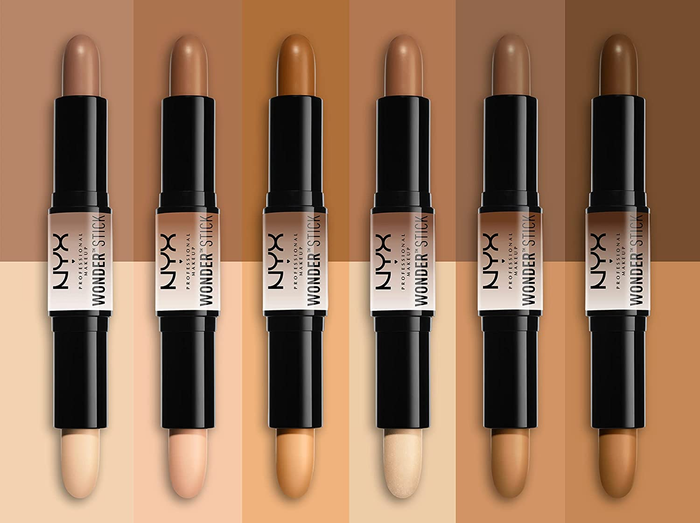 six dual-ended contour sticks in various shades