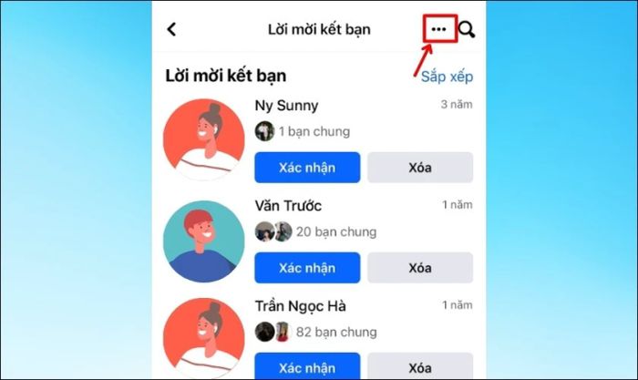 Nhấn vào biểu tượng ba chấm
