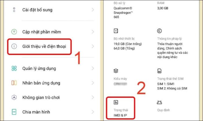 Kiểm tra IMEI bằng ứng dụng Cài đặt