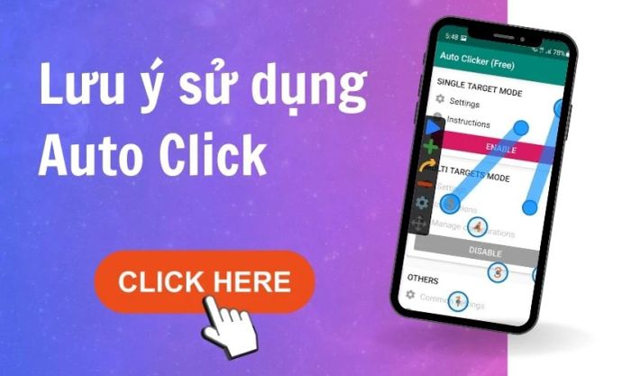 Những lưu ý khi sử dụng Auto Click