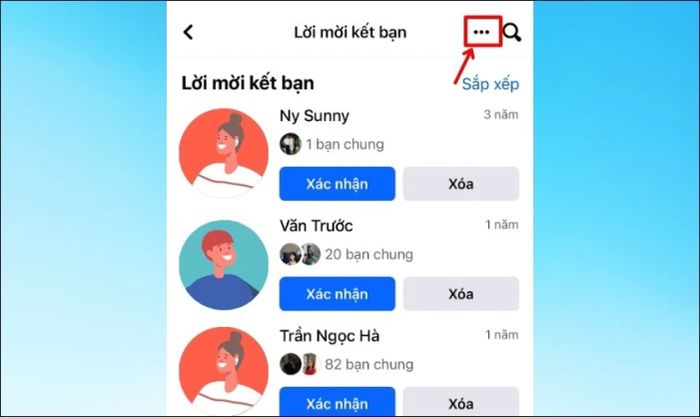 Nhấn vào biểu tượng 3 chấm