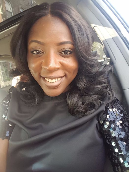 reviewer with black eyebrow gel applied to the brows