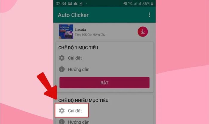 Thiết lập chế độ click tự động với nhiều mục tiêu