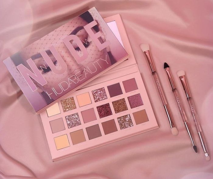 the palette displayed elegantly on a satin backdrop