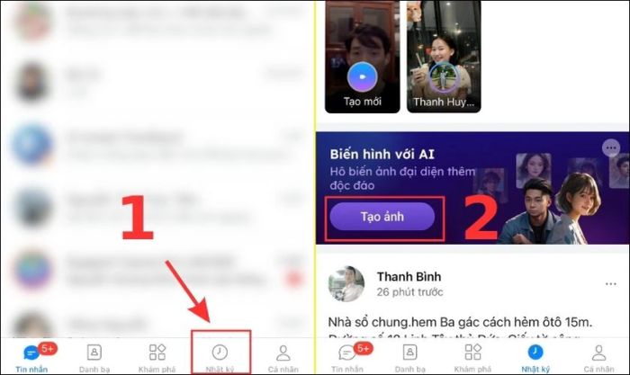 Nhấn vào banner giới thiệu tính năng Zalo Avatar AI trên trang Nhật ký