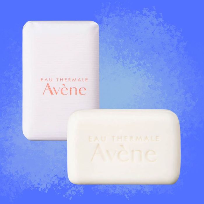 A set of two Avène soap bars featuring the text "Eau Thermale Avène" against a calming blue background.