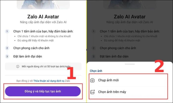 Nhấn vào Đồng ý và tiếp tục quá trình tạo ảnh