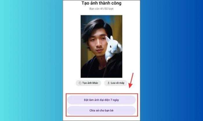 Nhấn vào Đặt làm ảnh đại diện 7 ngày để cập nhật avatar Zalo