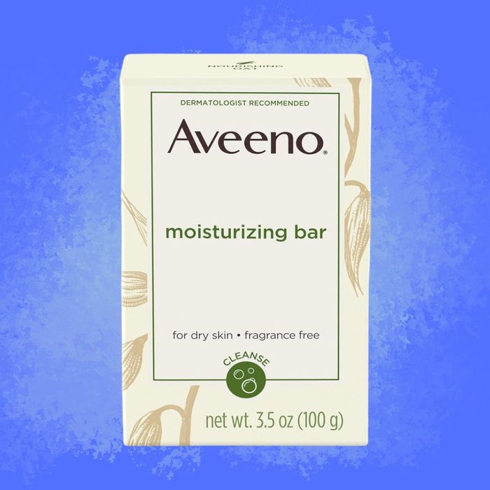 Aveeno Moisturizing Bar, designed for dry skin, is fragrance-free and weighs oz (100 g). It comes in a sleek rectangular box.