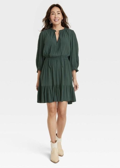 A green A-line dress