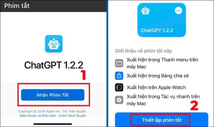 Cài đặt Siri Shortcuts để gọi qua API