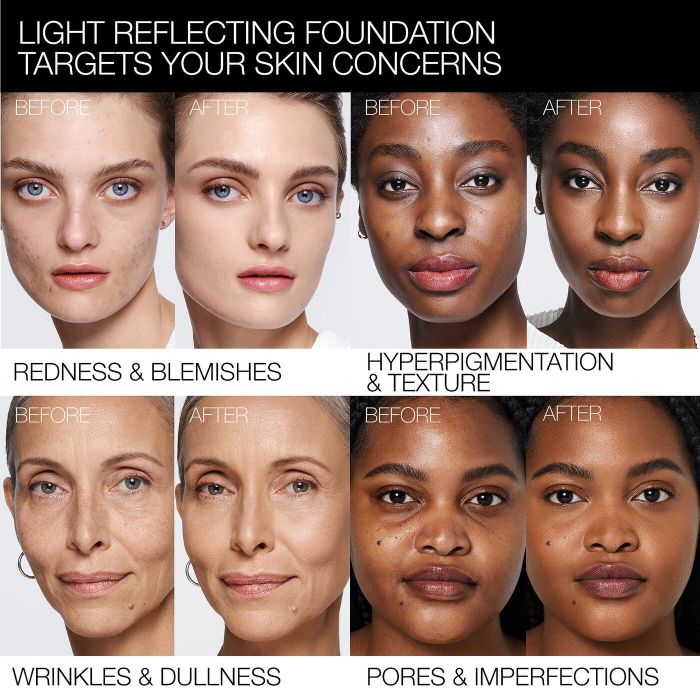 Models with various skintones showcasing their before and after photos.
