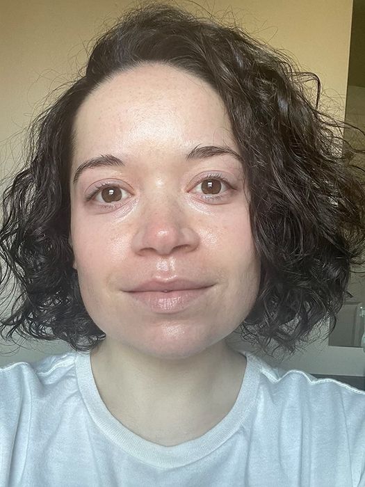The reviewer's skin looked smooth and well-moisturized after applying the SPF moisturizer.