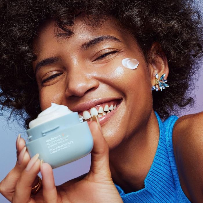 A model showcasing the cream in use.