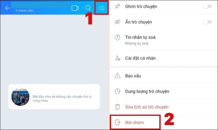 Cách rời nhóm Zalo một cách kín đáo ngay trong giao diện nhóm