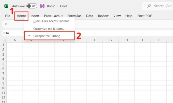 Hiển thị thanh công cụ trong Excel