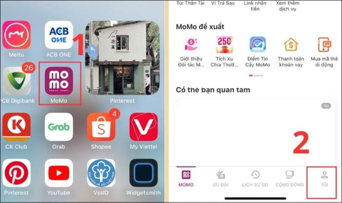 Tăng điểm tin cậy MoMo bằng cách liên kết với tài khoản ngân hàng