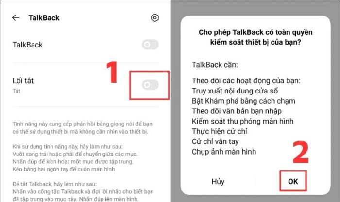 Kích hoạt thanh trượt trong mục lối tắt