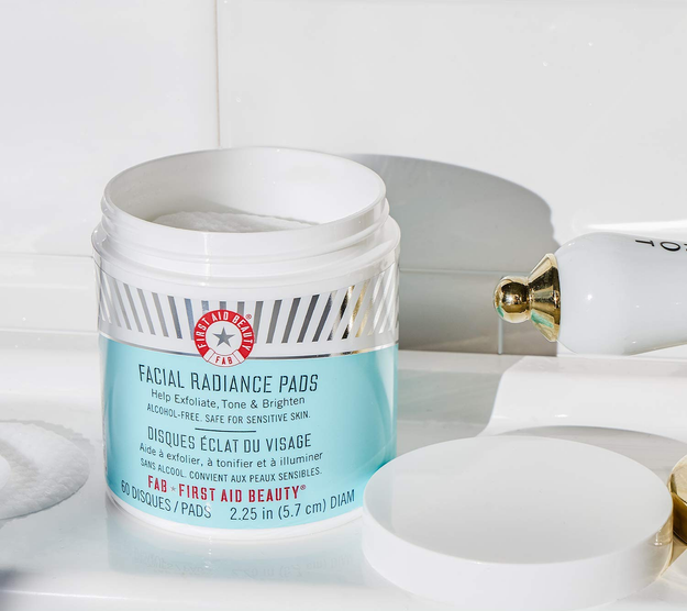 the container of exfoliating pads