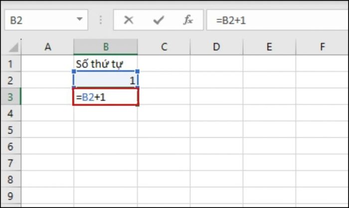 kết hợp công thức và thao tác kéo thả chuột để tạo số thứ tự