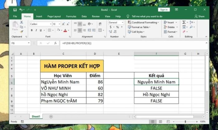 Hàm PROPER có thể được kết hợp với nhiều hàm khác trong Excel