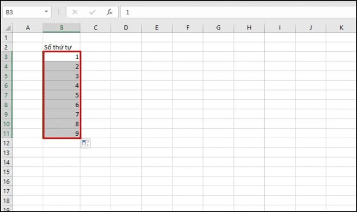 thủ thuật đánh số thứ tự nhanh trong excel