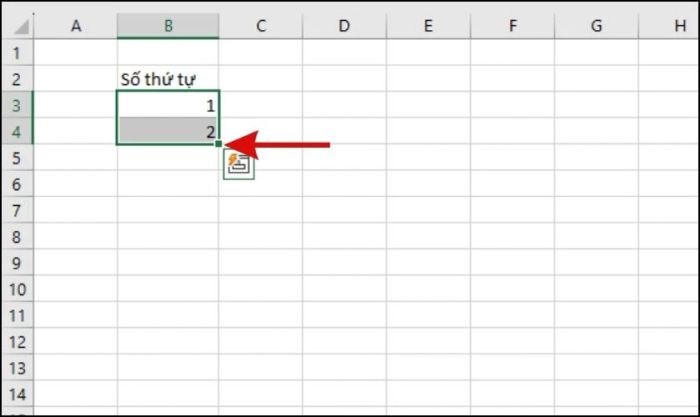 phương pháp đánh số thứ tự nhanh chóng trong excel