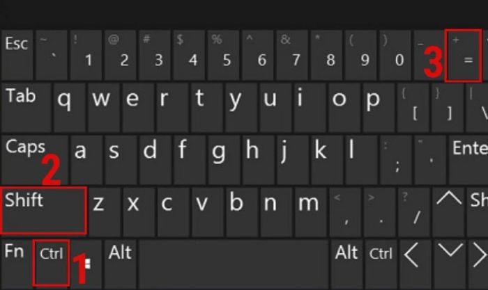 Thêm dòng bằng tổ hợp phím Ctrl + Shift + Dấu +