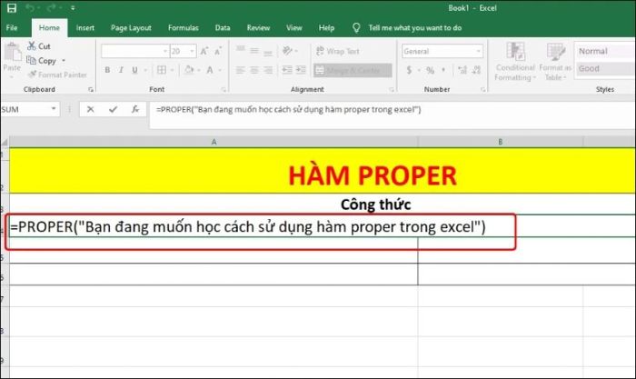 Chuyển đổi chữ trong đoạn văn bản bằng hàm PROPER