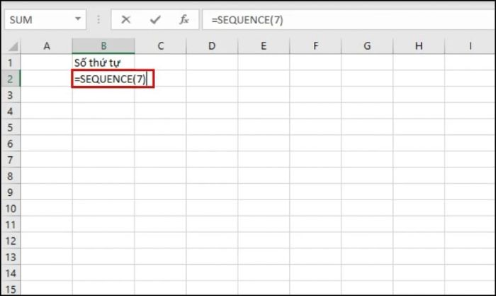 hướng dẫn đánh số thứ tự trong excel bằng hàm sequence