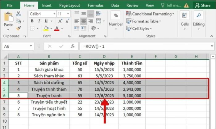Thêm nhiều dòng trống xen kẽ giữa các dòng trong Excel