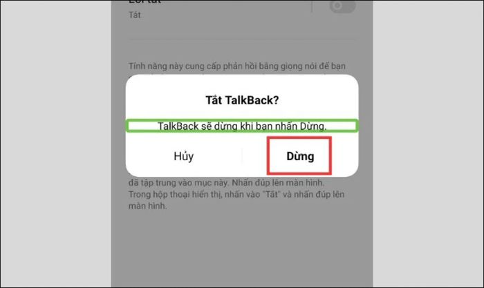 Chọn Dừng để kết thúc