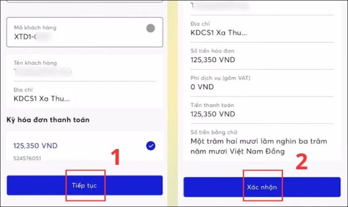 Nhấn Xác nhận để thực hiện thanh toán
