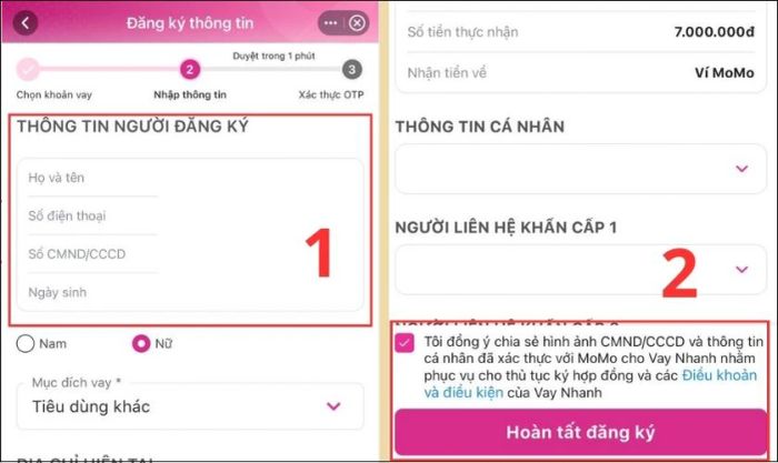 Nhấn chọn Hoàn tất đăng ký