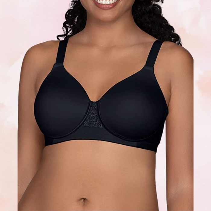Model showcasing the black bra