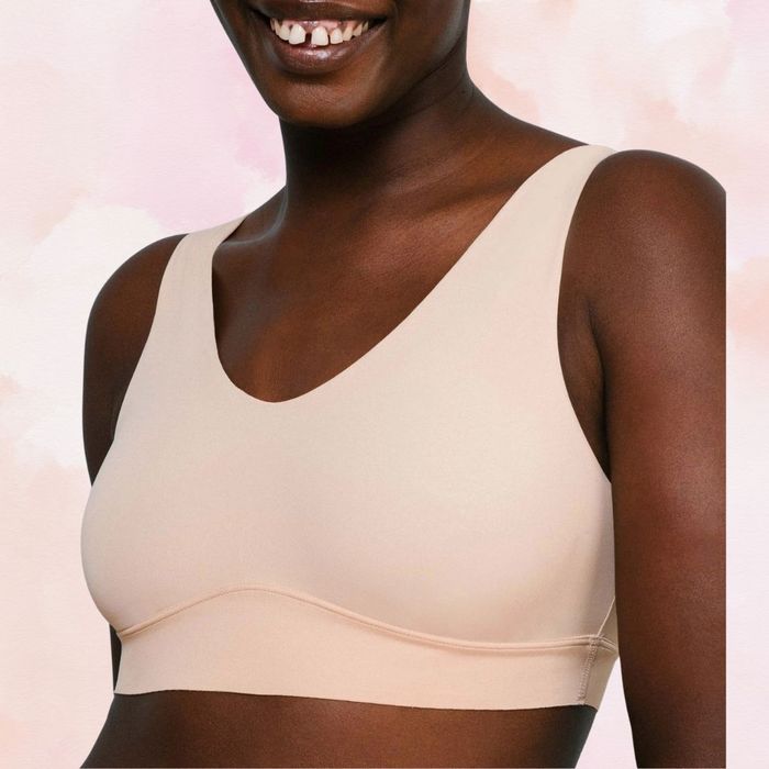 Model showcasing the white bra