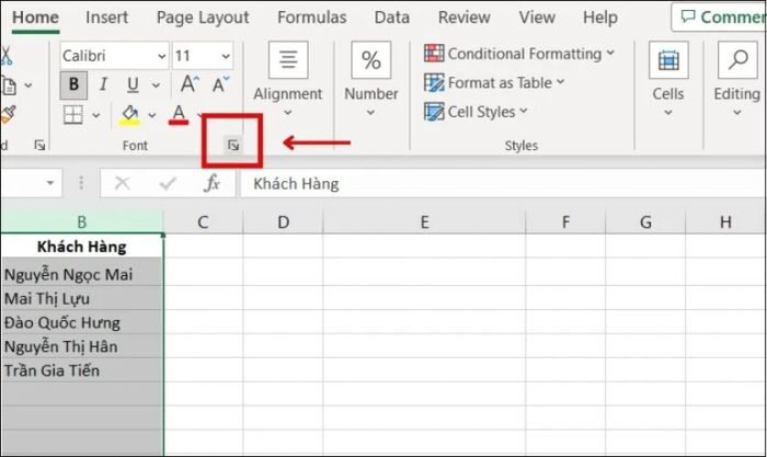 Sử dụng hộp thoại Format Cells để áp dụng hiệu ứng gạch ngang cho văn bản trong Excel.