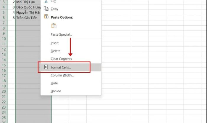 Sử dụng hộp thoại Format Cells để gạch ngang chữ trong Excel.