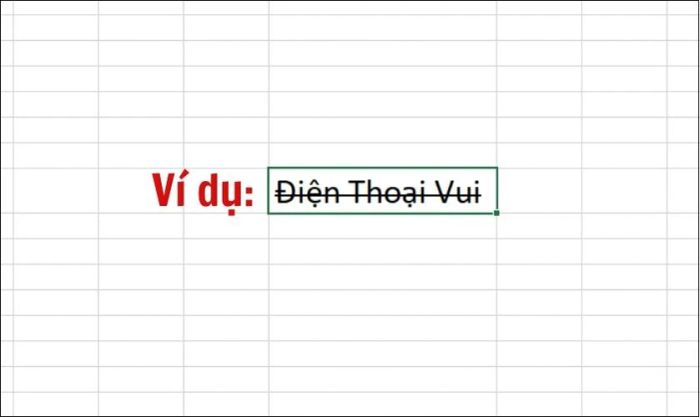 Hiệu ứng gạch ngang chữ trong Excel