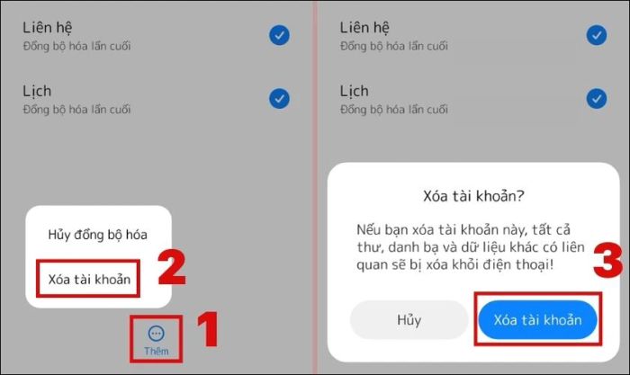 Chọn biểu tượng Ba chấm và nhấn vào Xóa tài khoản