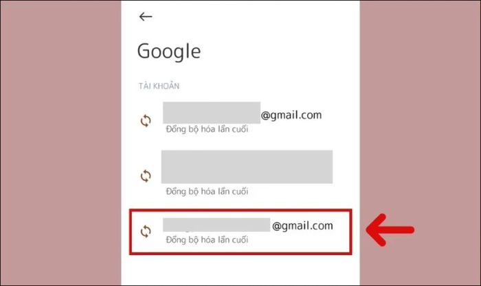 Chọn tài khoản Gmail mà bạn muốn xóa khỏi thiết bị