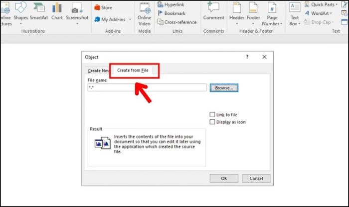 Chọn tab Create from File